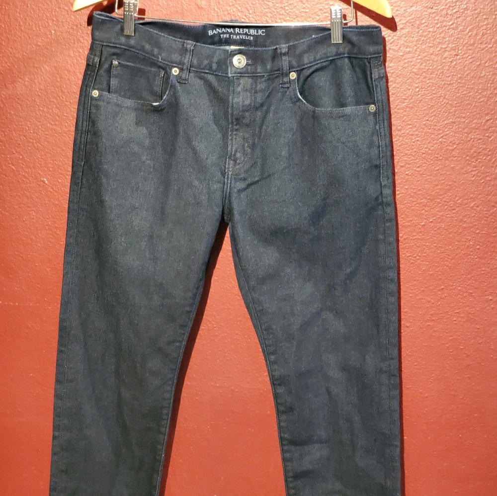 Banana Republic Mens Slim Luxe Traveler Dark Blue